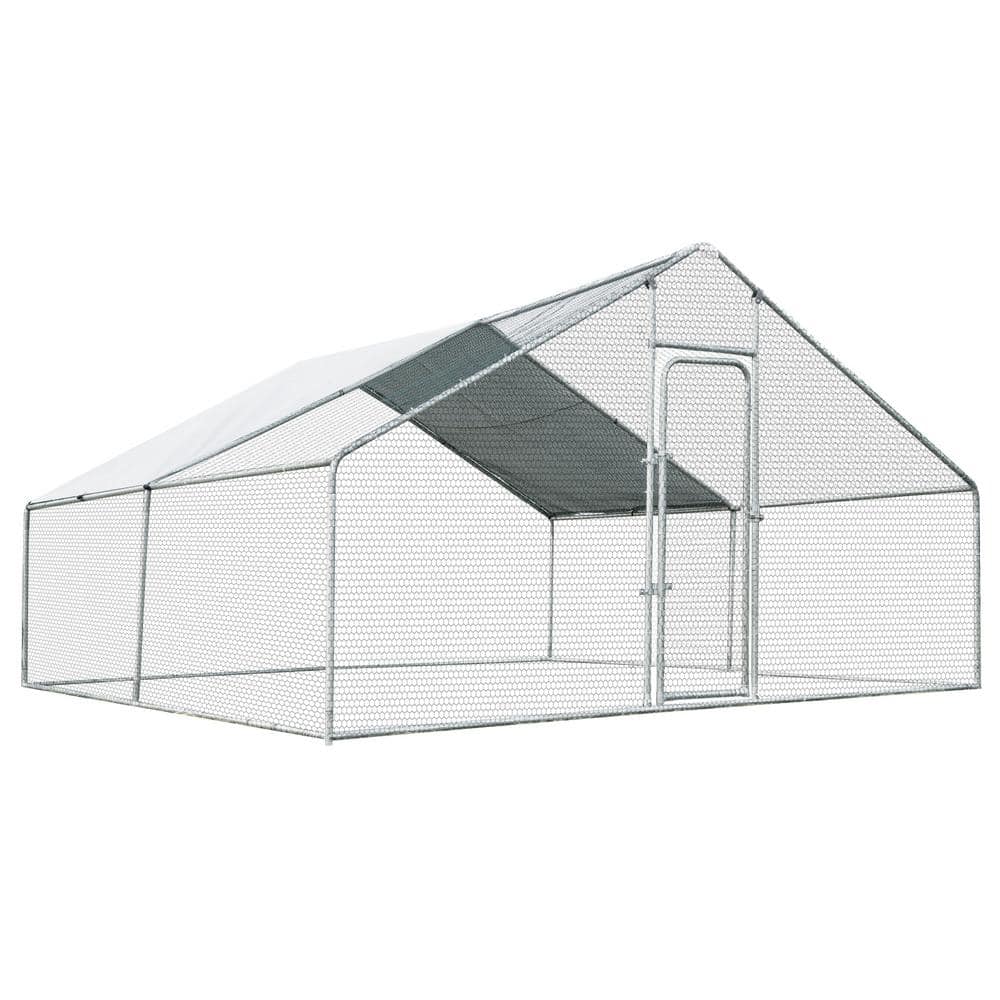 13' x 13' White Galvanized Steel Outdoor Chicken Playpen