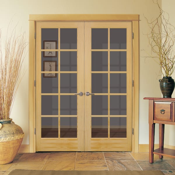 MMI DOOR 48 in. x 80 in. Left Hand Active Unfinished Pine Glass 10