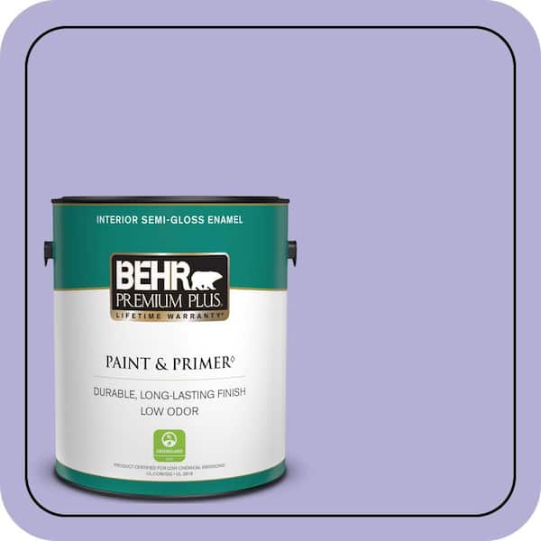 BEHR PREMIUM PLUS 1 gal. #630B-4 Freesia Purple Semi-Gloss Enamel Low Odor Interior Paint & Primer