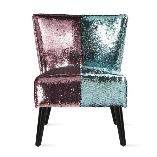 Novogratz Mazzy Teal and Pink Sequin Upholstered Accent Chair