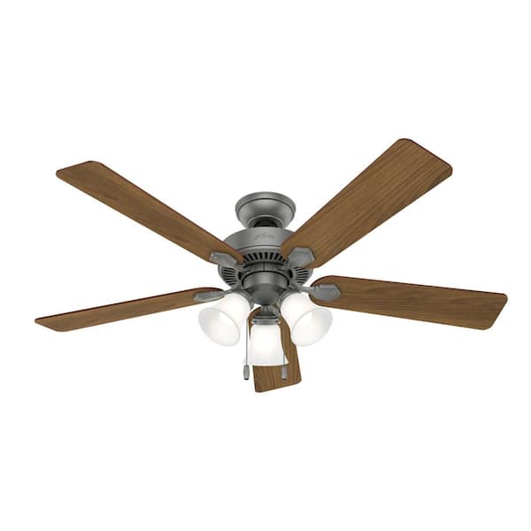 Swanson 52 in. Matte Silver Indoor Ceiling Fan with LED Light Kit and Pull Chain