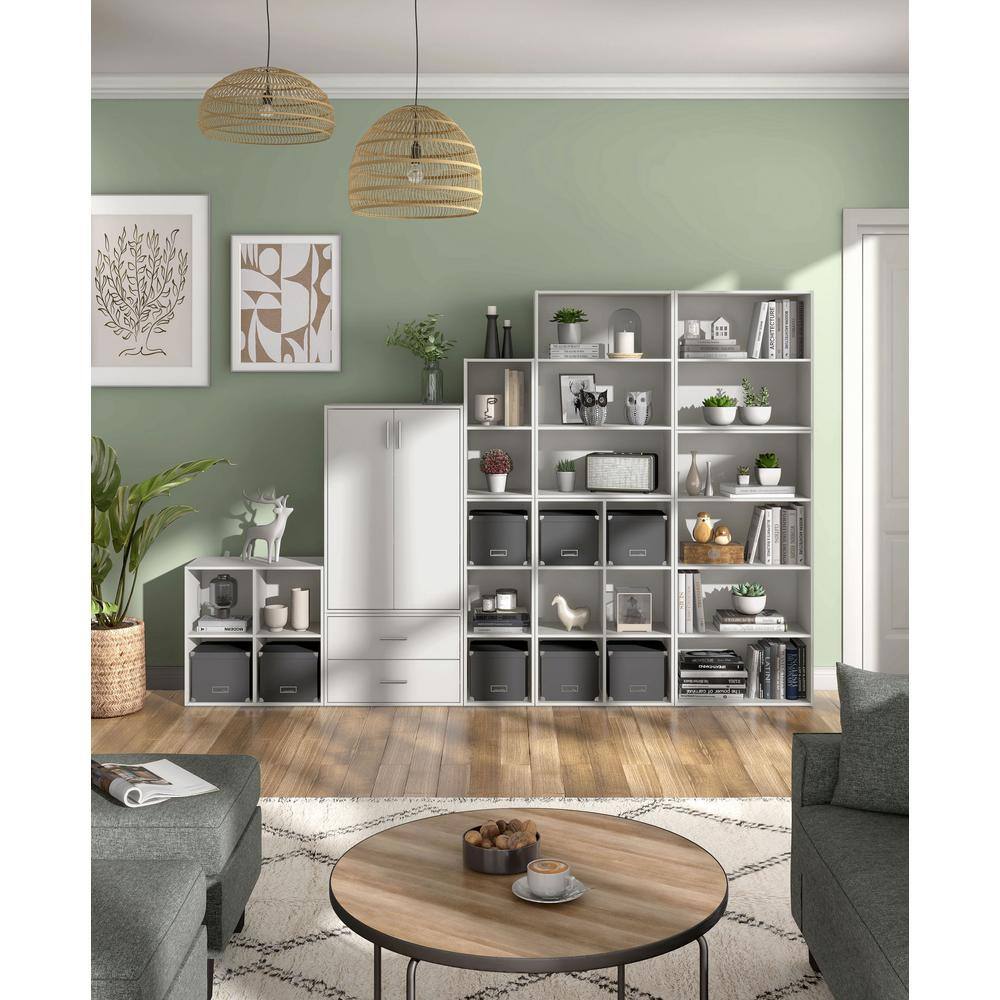 White Stackable 3-Tier Wood Cube Storage Bookcase
