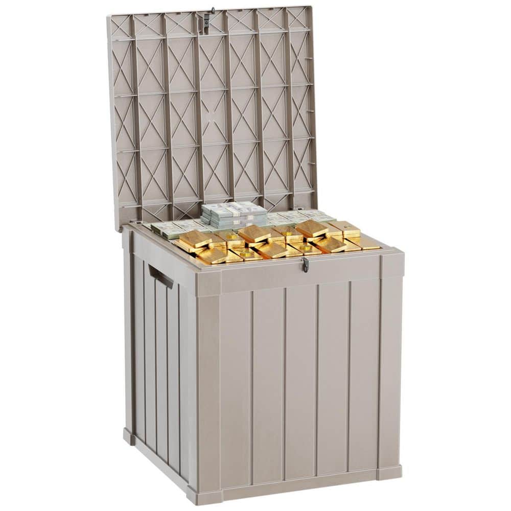 Gray 51 Gal. Waterproof Lockable Resin Deck Box UV Resistant Outdoor Storage Box for Patio Cushions, Pool Toys price history on PriceWatchPro
