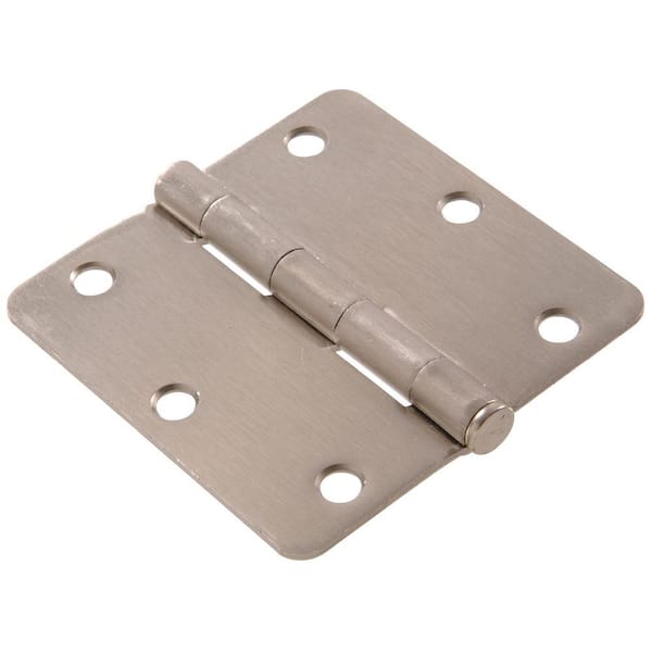 3 in. Satin Nickel Residential Door Hinge with 1/4 in. Round Corner Removable Pin Full Mortise (9-Pack)