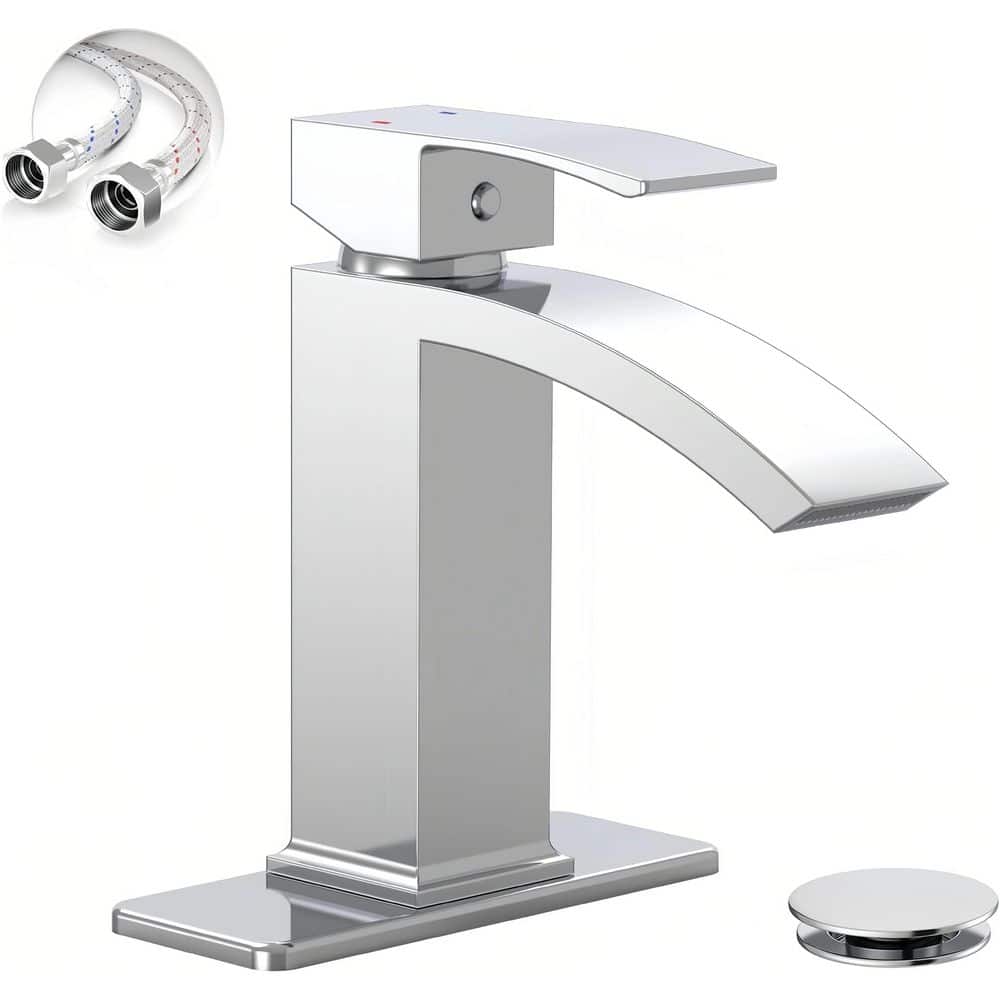 BWE Waterfall Single Hole Single-Handle Low-Arc Bathroom Sink