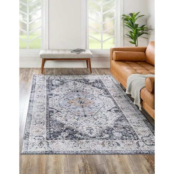 Yara Yash Linen Charcoal 6ft. 1 x 9ft. 0 Area Rug