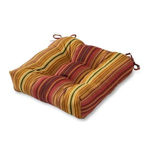Kinnabari Stripe Square Tufted Outdoor Seat Cushion