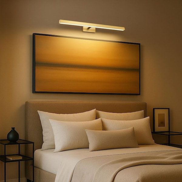 Mila Vintage Brass 3 ft. Integrated LED Picture Light with Acrylic Lens