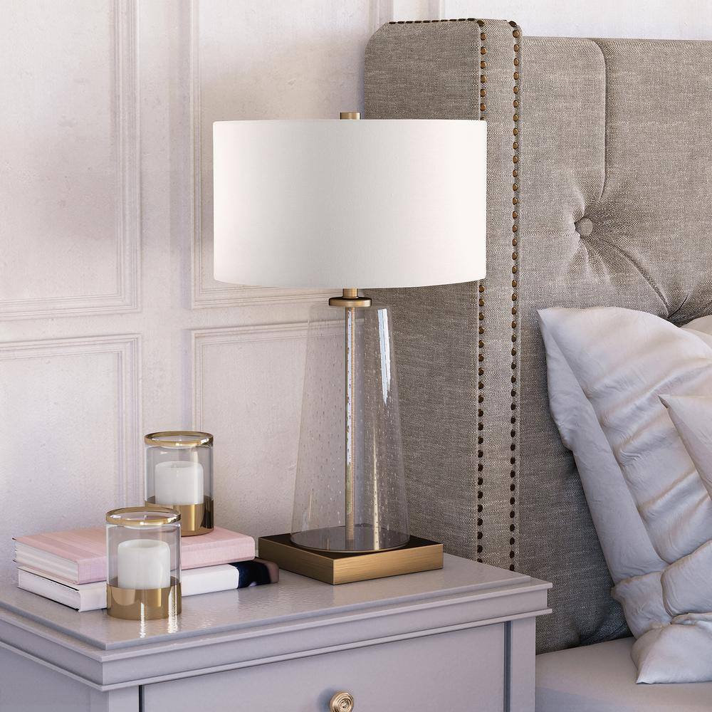 Dax 25'' Tapered Seeded Glass and Brass Table Lamp