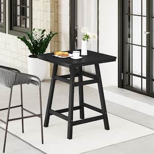 Laguna 30 in. Square HDPE Plastic Counter Height Outdoor Dining High Top Bar Table in Black