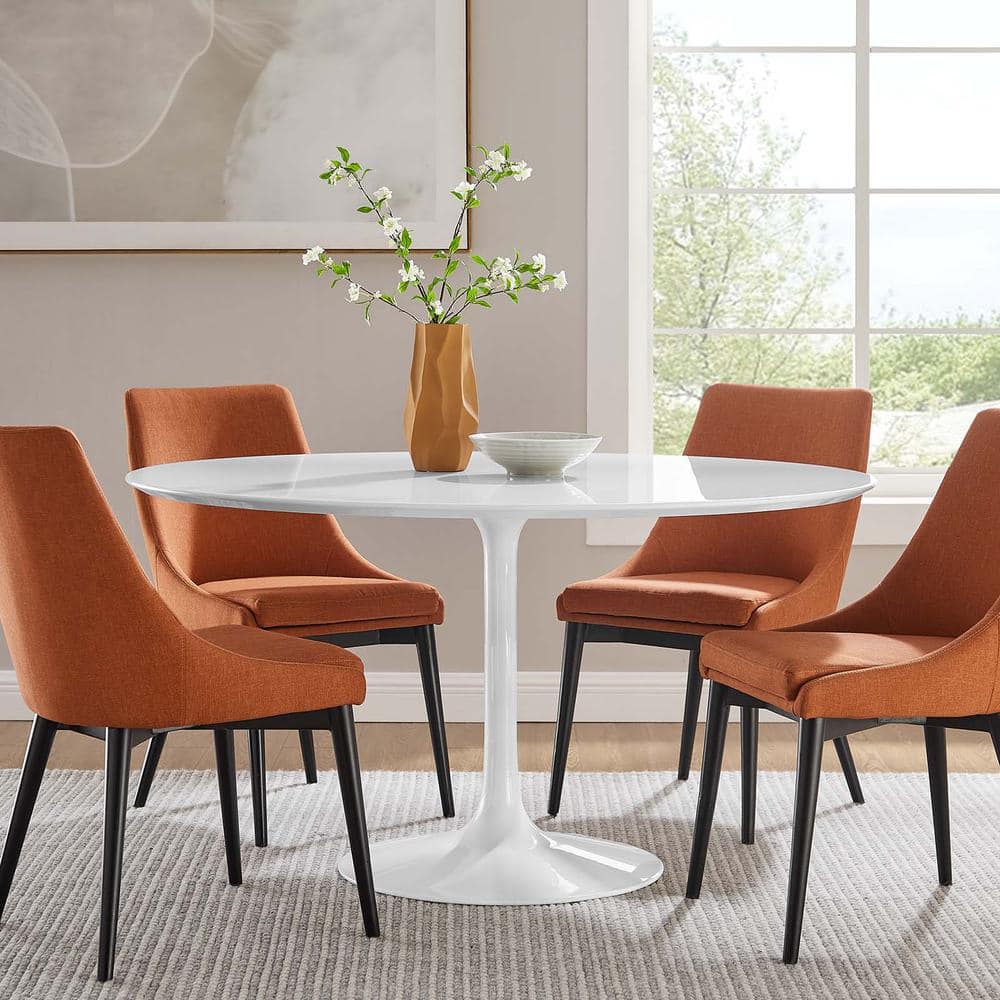 Lippa Inspired 54" Round White High Gloss Wood Dining Table
