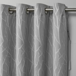 Forest Hill Patio Dove Grey Nature Woven Room Darkening Grommet Top Curtain, 108 in. W x 96 in. L