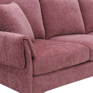 84 in. Square Arm Polyester L-Shaped Convertible Sectional Sofa with Reversible Chaise Lounge in. Pink