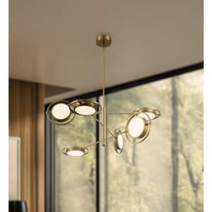 Spectr 6-Light Dimmable Integrated LED Soft Brass Chandelier for Dining Room