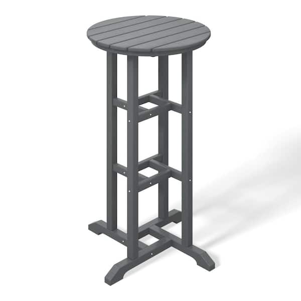 WESTIN OUTDOOR Laguna 24 in. Round Pub Height HDPE Plastic Dining Outdoor Bar Bistro Table in Gray