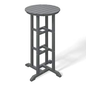 Laguna 24 in. Round Pub Height HDPE Plastic Dining Outdoor Bar Bistro Table in Gray