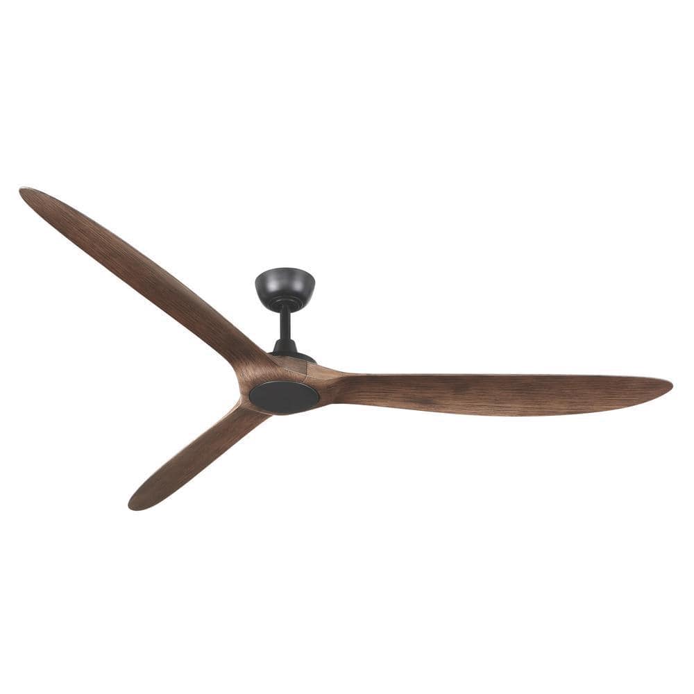 Tager 72" Matte Black and Whiskey Barrel Smart Ceiling Fan with Remote
