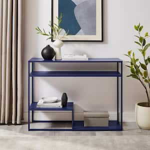 Modern 42 in. Blue Rectangle MDF Console Table with 4 Levels of Storage