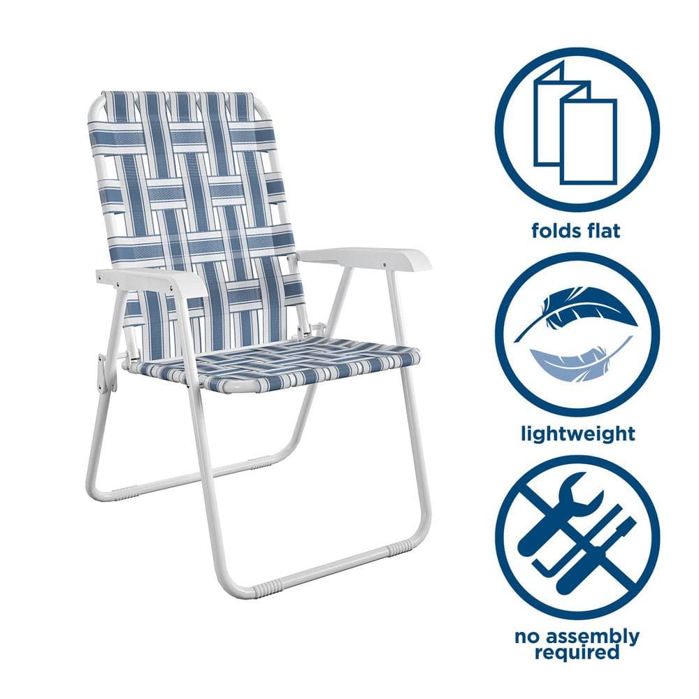 Priscilla French Blue and White Folding Outdoor Chair