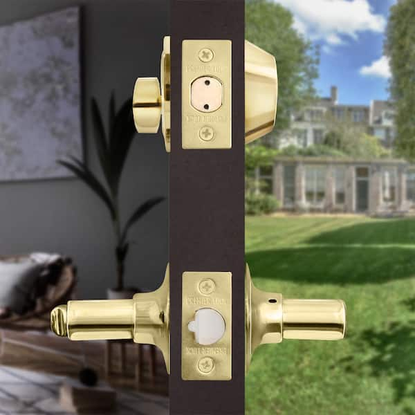 Premier Lock Polished Brass Entry Door Handle Combo Lock Set with Deadbolt  and 8 SC1 Keys Total (2-Pack, Keyed Alike) LED02C-2 - The Home Depot