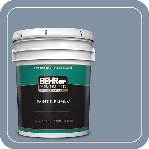 BEHR PREMIUM PLUS 5 gal. #PPU14-06 Coastal Vista Semi-Gloss Enamel Exterior Paint & Primer