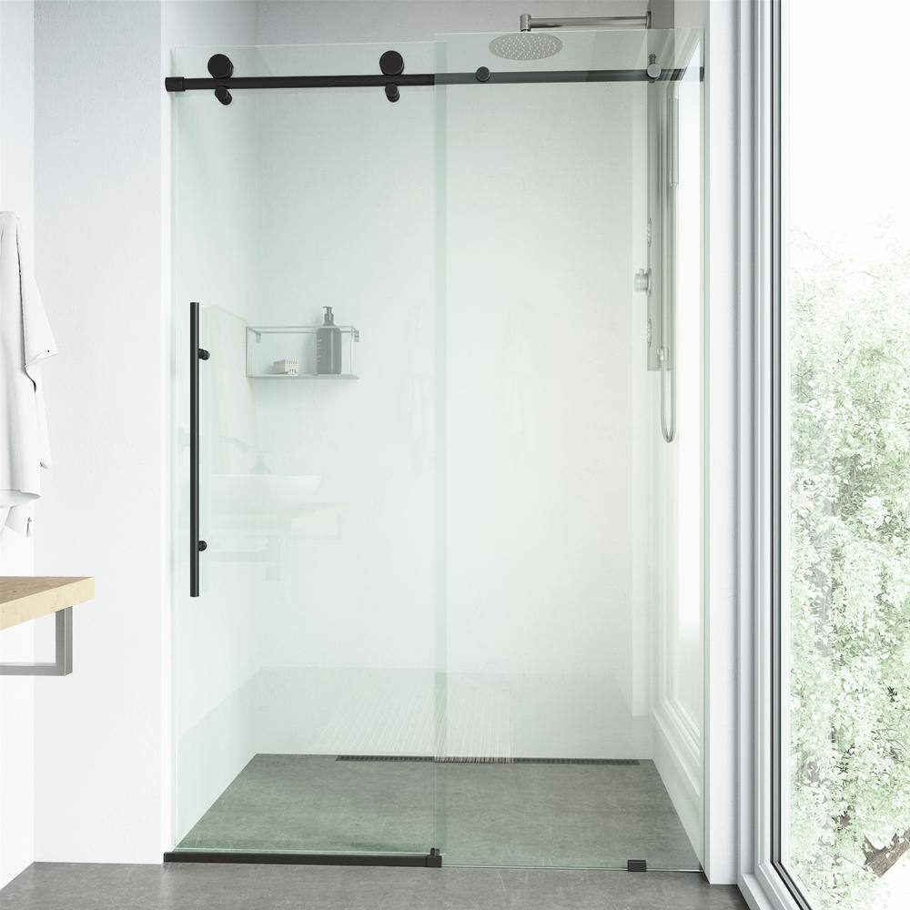 Elan E-Class Matte Black Frameless Sliding Shower Door 52-56" W x 76" H