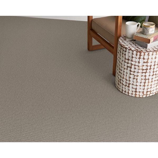 Terrain - Flint - Gray 13.2 ft. 34 oz. Wool Loop Installed Carpet