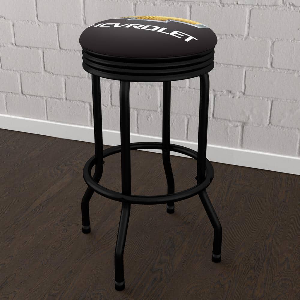 Chevrolet 29 in. Black Backless Metal Bar Stool with Vinyl Seat