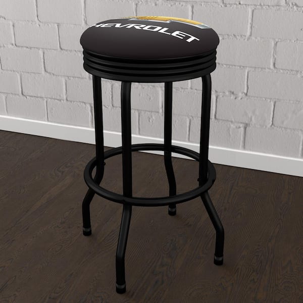 Unbranded Chevrolet 29 in. Black Backless Metal Bar Stool with Vinyl Seat