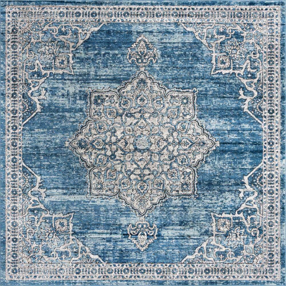 Unique Loom Nyla Smile Blue 10 ft. x 10 ft. Area Rug 3164208 The Home