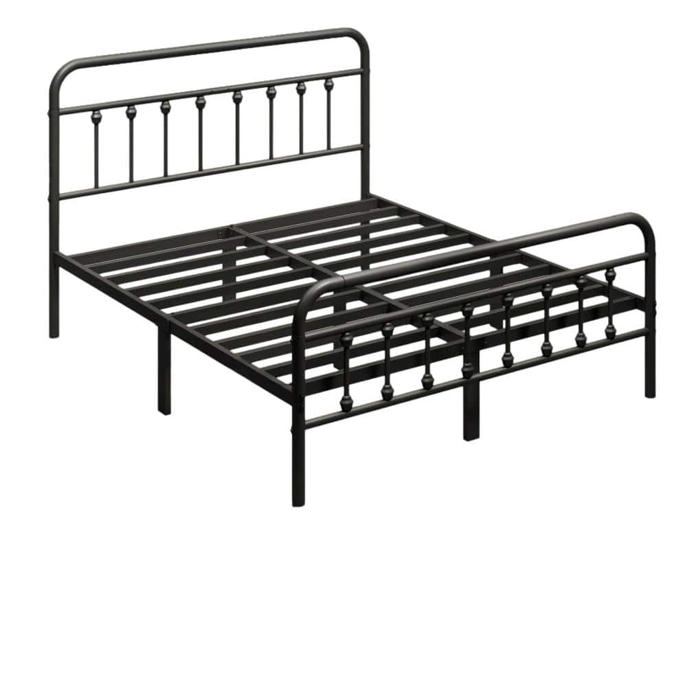 "Black 82.13""L x 76.18""W x 39.7""H King Size Metal Bed Frame, Victorian Style Headboard and Footboard, 1000 lb. Load" price history on PriceWatchPro