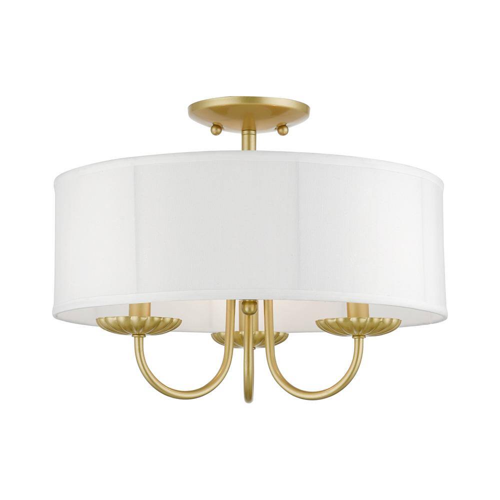 Brookdale Soft Gold 3-Light LED Semi-Flush Drum Light
