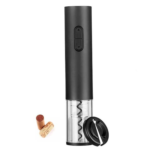 Automatic Black Electric Wine Opener Set with Foil Cutter, Ergonomic Corkscrew for Kitchen Party Bar