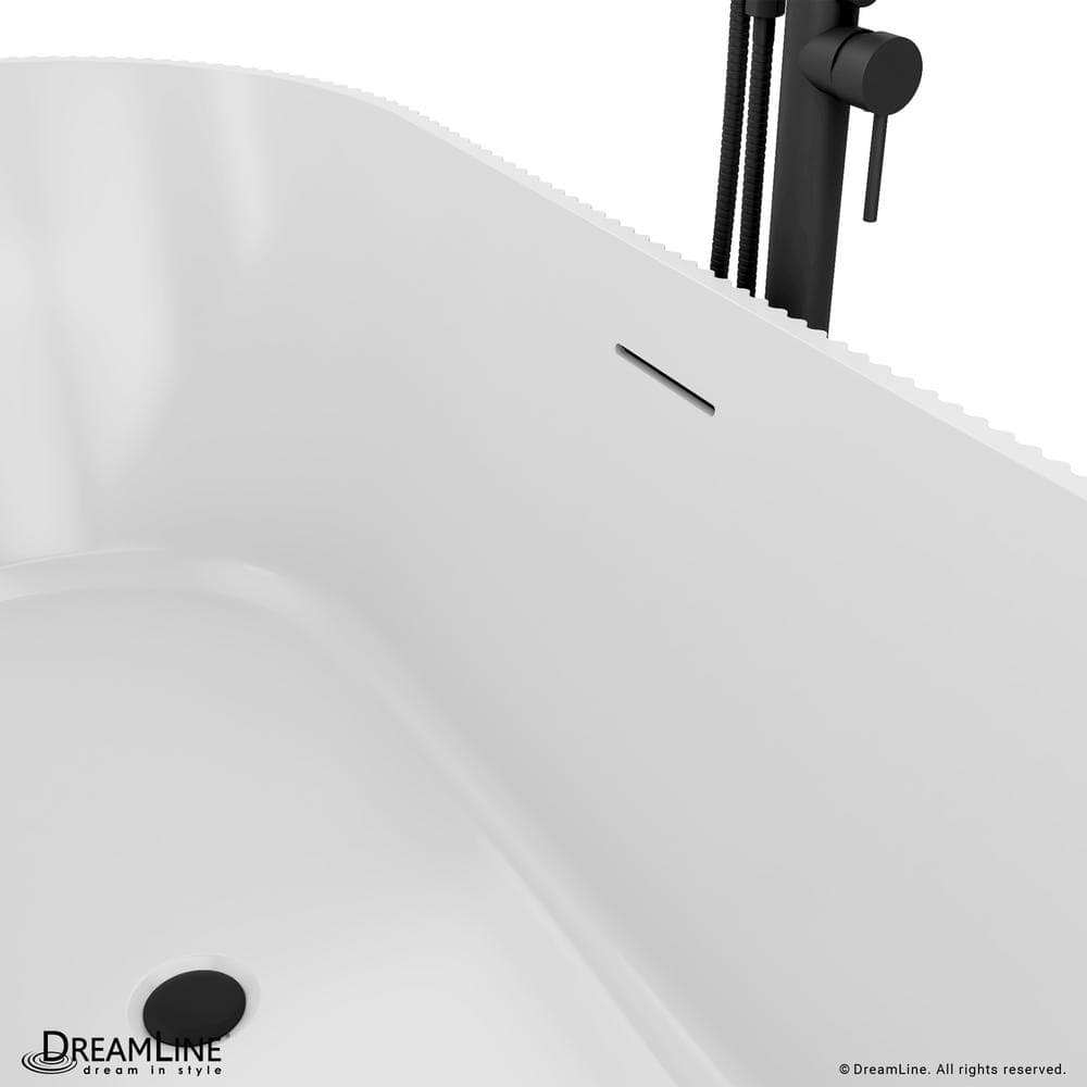 Charisma 59" White Ribbed Freestanding Acrylic Soaking Bathtub