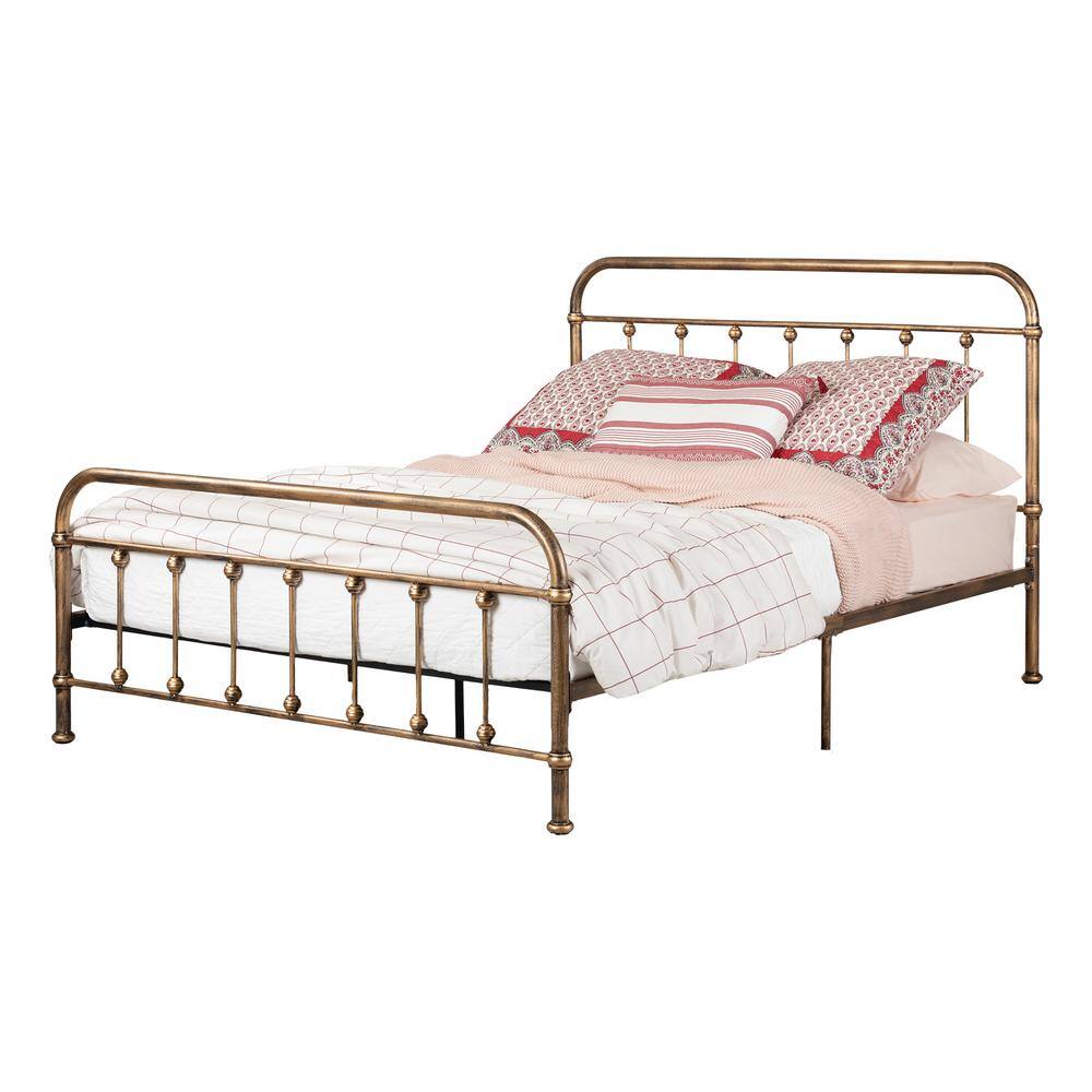 Prairie Queen Bronze Metal Platform Bed with Upholstered Headboard