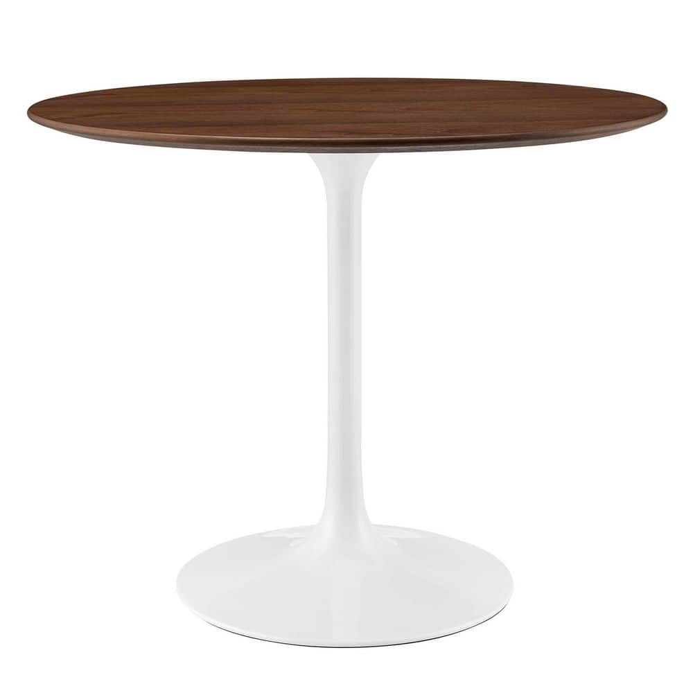 Lippa Round Modern Walnut Wood Grain 36In Pedestal Dining Table with Seating capacity of 2