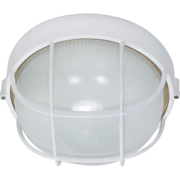 SATCO:Satco 1-Light Semi Gloss White Wall Mount with Round Cage Bulk Head  Die Cast HD-518 - The Home Depot