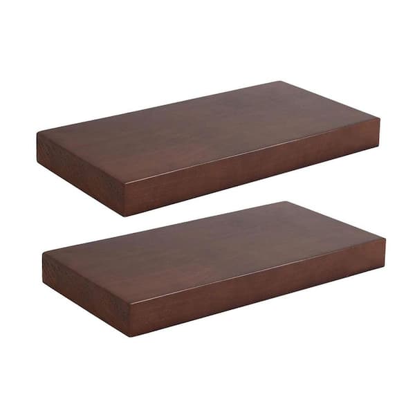 18 in. W x 6.5 in. D Walnut Floating Shelves Decorative Wall Shelf (Set of 2)