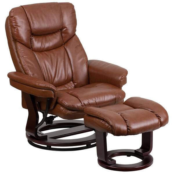 Flash Furniture Contemporary Brown, Leather And Wood Recliner