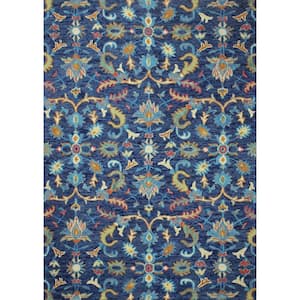 Valencia Navy 5 ft. x 8 ft. (5' x 7'6") Floral Transitional Area Rug