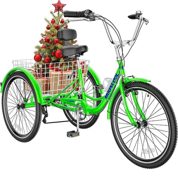 BOZTIY 24 inch Tricycle Perfect for Adult, 7 Speed 3 Wheel Bikes, Tricycle with Rear Basket