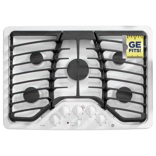 GE 30 in. Gas Cooktop in White with 4 Burners including a Power Boil Burner