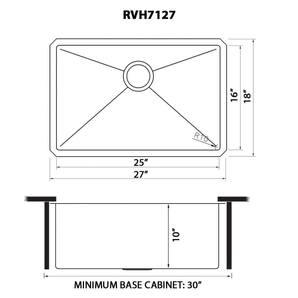 Ruvati 27" Stainless Steel Undermount Single Bowl Kitchen Sink