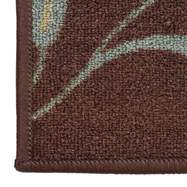 Ottomanson Machine Washable Non-Slip Rubberback Leaves 2x3 Indoor Area Rug,  2'3 x 3', Brown 