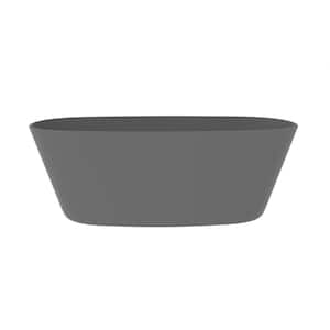 Hermosa 70.87 in. Solid Surface Stone Resin Flatbottom Bathtub in Matte Gray
