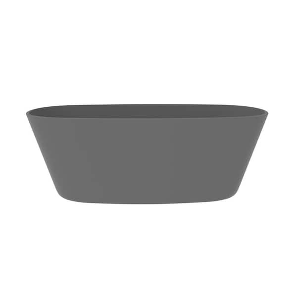 castellousa Hermosa 70.87 in. Solid Surface Stone Resin Flatbottom Bathtub in Matte Gray