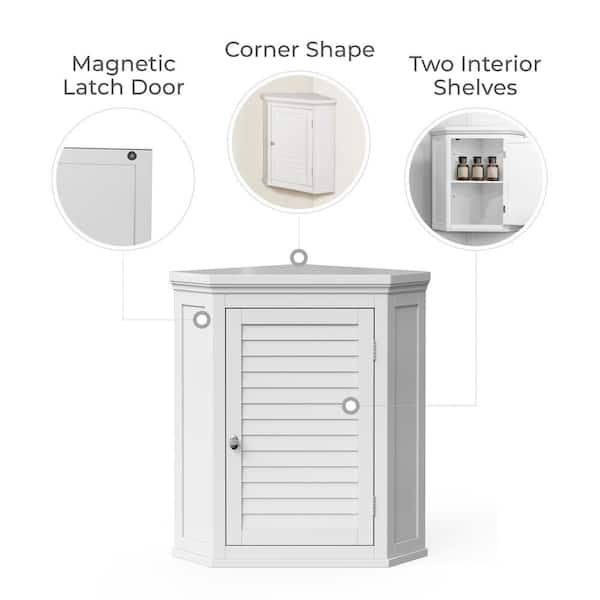 Teamson Home Glancy 22.5-in x 24-in x 15-in White Bathroom Wall Cabinet