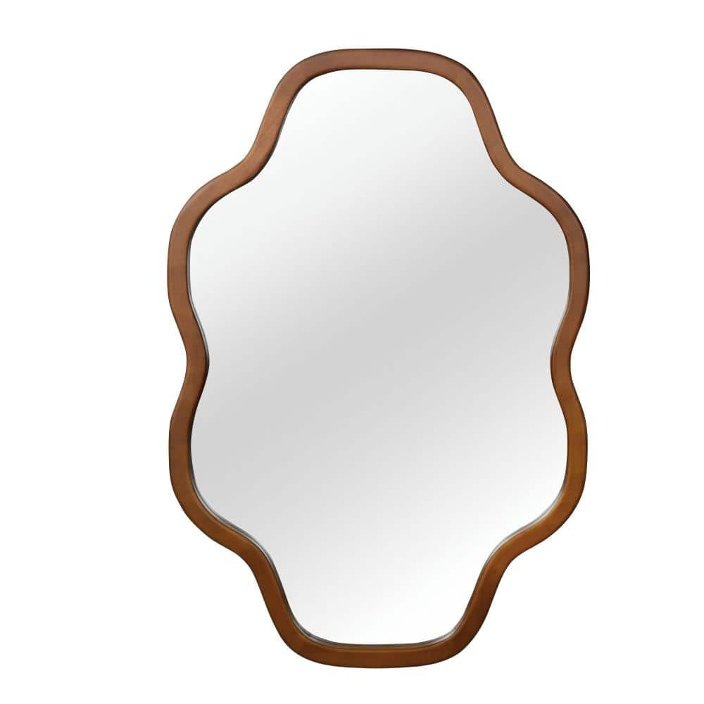 20 in. W x 30 in. H Cloud-Shaped Solid Wood Framed Wall Mirror in Dark Walnut price history on PriceWatchPro