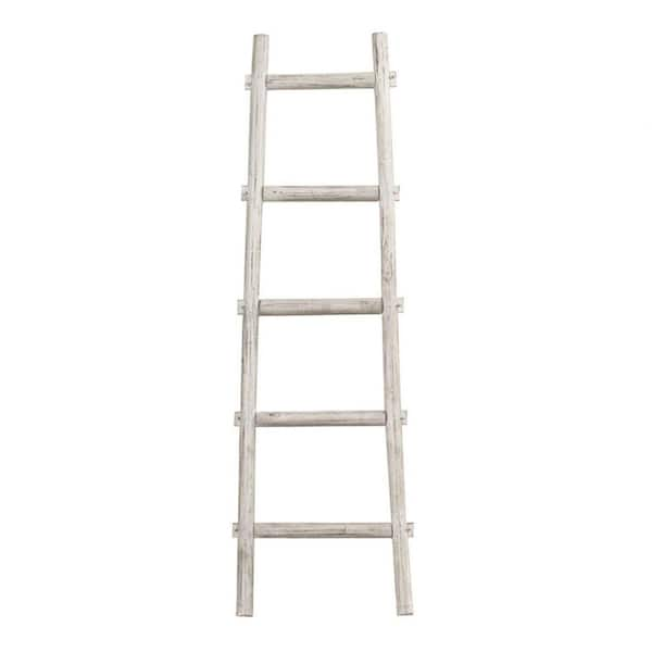 HomeRoots Mariana 5 Step White Decorative Ladder Shelve Wooden Wall Art ...