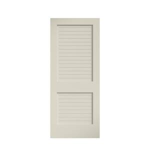 30 in. x 80 in. x 1-3/8 in. White Finished Flat Louver Solid Core Wood Interior Slab Door